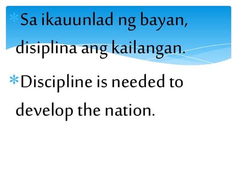 sa ikauunlad ng bayan disiplina ang kailangan|Promises of the New Society .